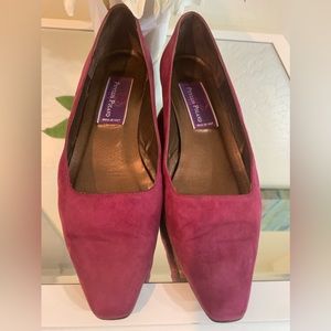 Phyllis Poland suede, Rose colored Italian Flats